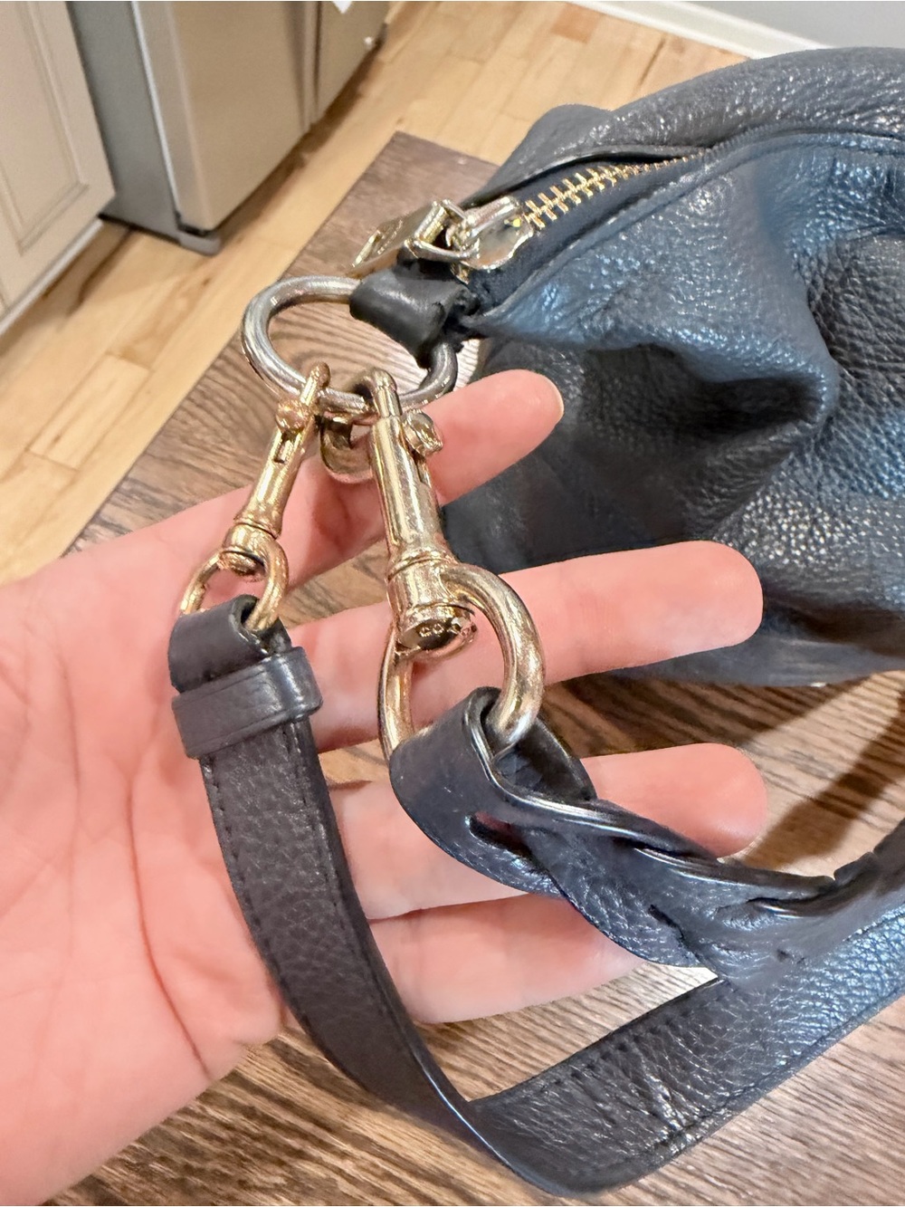 Coach Abby Duffle, Black Pebbled Leather Two-Way with Gold Hardware - Picture 5 of 13